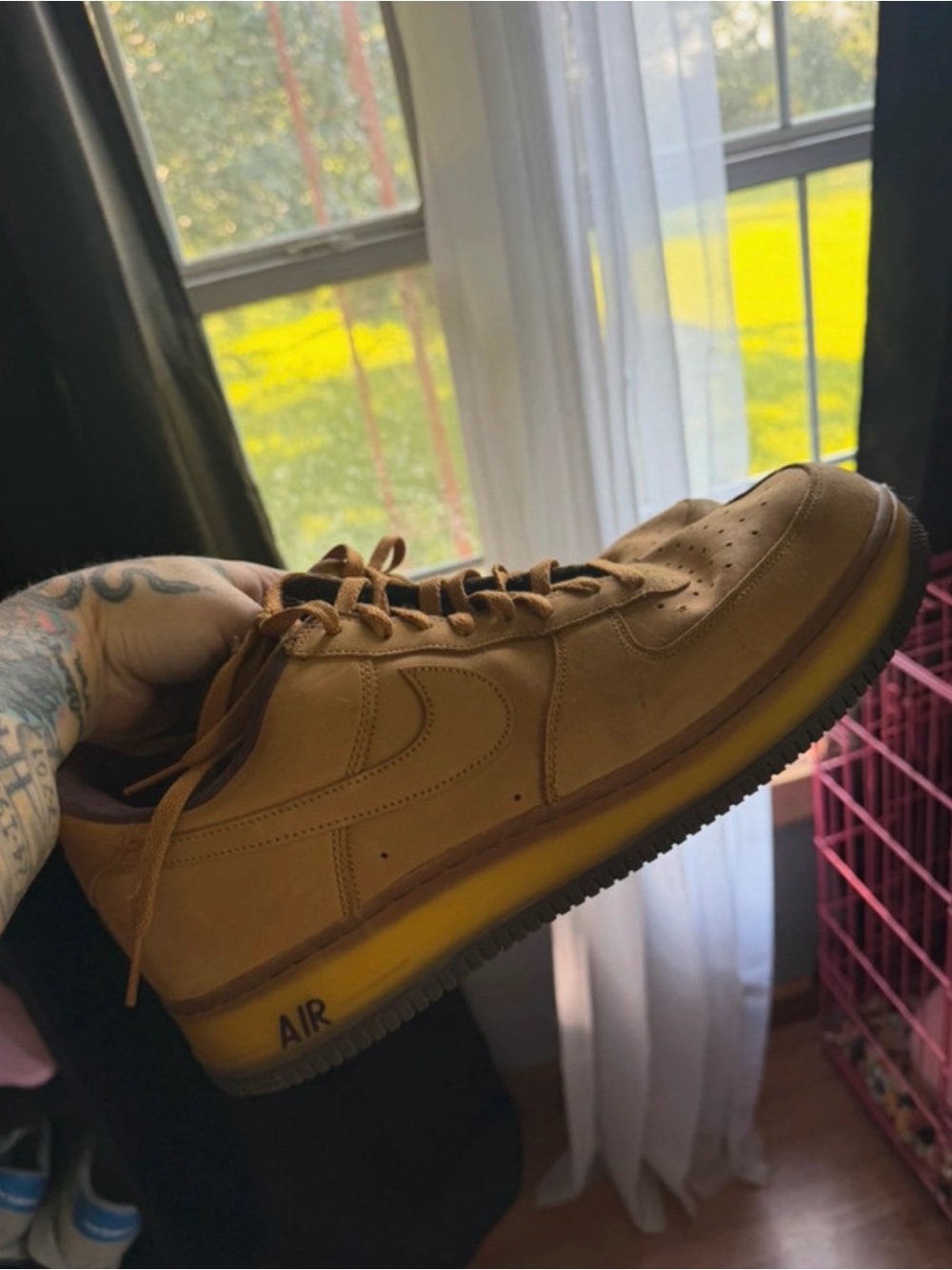 Nike Low-Top Sneakers in Wheat/Tan with Yellow Midsole